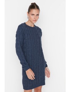Trendyol Navy Blue Knit podrobna obleka puloverja