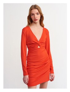 Dilvin 90300 Draped Dress-red