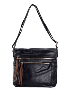 Fashionhunters Black lady's shoulder bag with zip closure