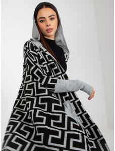 Fashionhunters Grey-black patterned cardigan with pockets