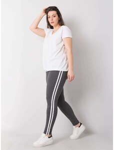 Fashionhunters Dark grey melange leggings for large sizes