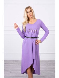 Kesi Dress with a decorative belt and the inscription purple