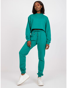 Fashionhunters Basic dusty green sweatpants with tying detail