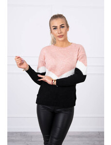 Kesi Sweater with geometric patterns powder pink+black