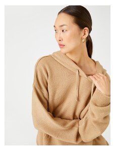Koton prevelik pulover za pletenine s kapuco kenguru z žepom