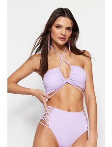 Trendyol lila naramnice Tie-Up Bikini Top
