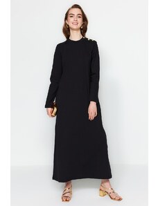 Trendyol črna pletena obleka s podrobnostmi gumba na rami