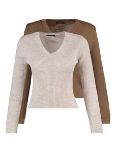 Trendyol pulover za pletenine iz rjavega kamna