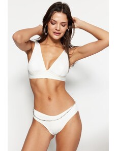 Trendyol Ecru Bikini Bottoms With Beads Accessory Textured Regular Leg