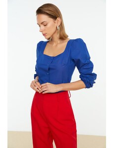 Trendyol Blue Buttoned Back Tie Detailed Stylish Blouse