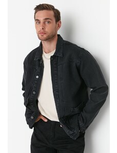 Trendyol antracite moški redni fit rebrasta jakna iz jeansa Jeans