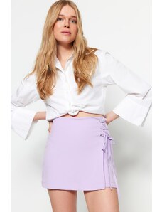 Trendyol Lilac Lace and Eyelet Detail Woven Shorts Skirt