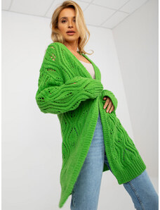 Fashionhunters Light green women's openwork cardigan with the addition of wool