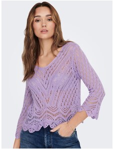 Vijolični vzorčni pulover za pridelke s 3/4 rokavi JDY novo - ženske