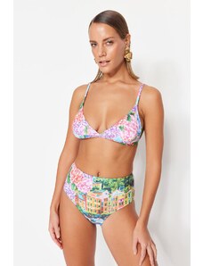 Trendyol večbarvni cvetlični bikini vrh