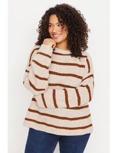 Trendyol krivulja kamen črtasto z ramenskega pletenine pulover