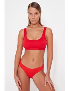 Trendyol rdeča zapestnica teksturirana bikini vrh