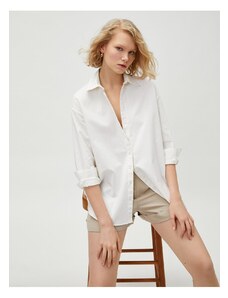 Koton Oversized Shirt Long Sleeved Linen Blend