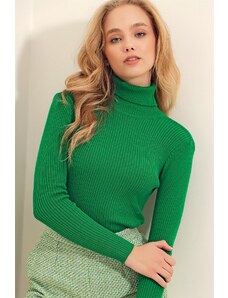 Trend Alaçatı Stili ženski smaragdno zeleni pulover za pletenine Corduroy