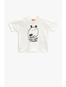 Koton Short-Sleeved T-Shirt with Crew Neck Dog Print