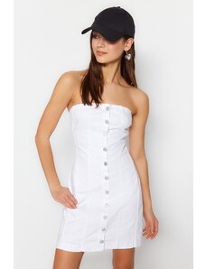 Trendyol bela mini obleka z gumbi na sprednji strani