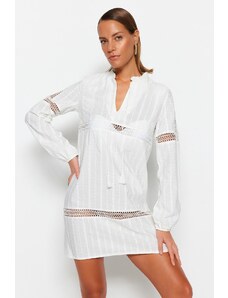 Trendyol bela mini tkana obleka za plažo Tassel