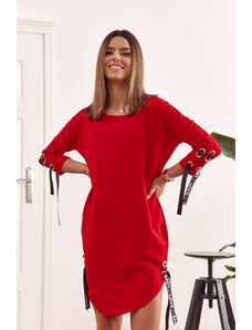 FASARDI Asymmetrical oversize dress with red tie