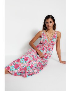 Trendyol cvetlični vzorec maxi tkana obleka za plažo