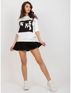 Fashionhunters Women's tracksuit Ecru with sweatshirt with 3/4 sleeves