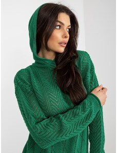 Fashionhunters Green openwork summer sweater with hood