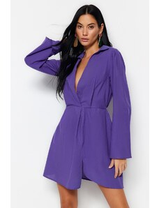 Trendyol vijolična mini tkana 100% bombažna obleka za plažo