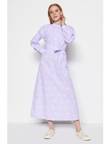 Trendyol lila pas in karirasti cvetlični vzorec pol šape pletena obleka