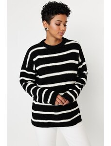 Trendyol Black široko prilegajoč pulover za pletenine