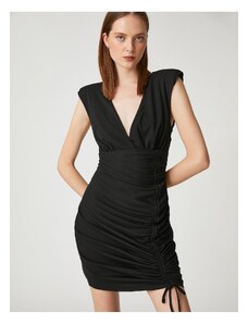 Koton V-Neck Sleeveless Draped Evening Dress Mini Dress