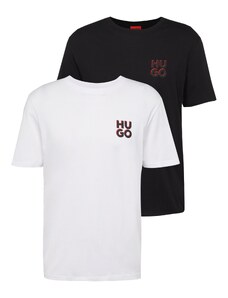 HUGO Majica 'Dimento' ognjeno rdeča / črna / bela