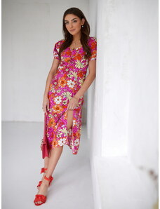 FASARDI Airy summer dress with pink floral print