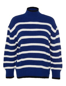 Trendyol Blue široko prilegajoč se črtasti pleteninasti pulover