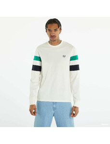 FRED PERRY Panelled Sleeve LS T-shirt Ecru