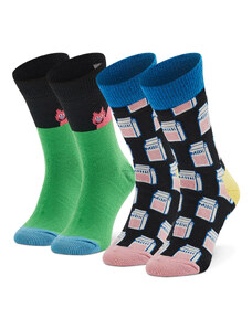 Set 2 parov otroških visokih nogavic Happy Socks