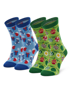 Set 2 parov otroških visokih nogavic Rainbow Socks