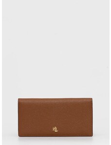 Usnjena denarnica Lauren Ralph Lauren ženski, rjava barva