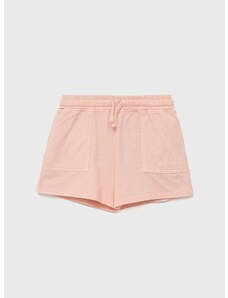 Otroške bombažne kratke hlače Guess roza barva