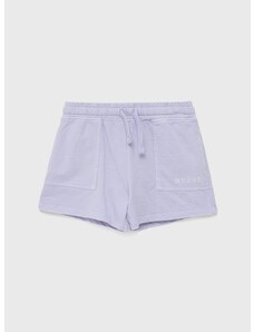 Otroške bombažne kratke hlače Guess vijolična barva