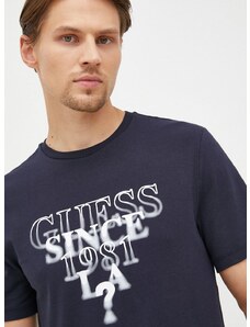 Kratka majica Guess moški, mornarsko modra barva