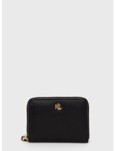 Usnjena denarnica Lauren Ralph Lauren ženski, črna barva