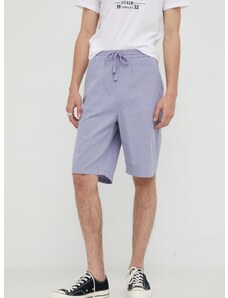 Kratke hlače iz mešanice lana Lee Relaxed Drawstring S Misty Lilac moške, vijolična barva