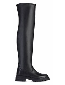 Usnjeni elegantni škornji Geox Iridea ženski, črna barva