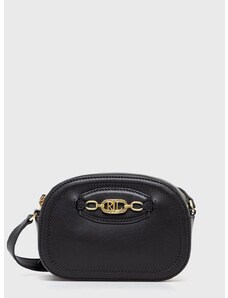 Usnjena torbica Lauren Ralph Lauren črna barva