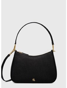 Usnjena torbica Lauren Ralph Lauren črna barva