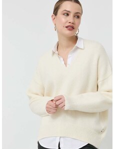 Volnen pulover BOSS ženski, bela barva,
